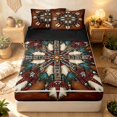thumbnail image 1 of Erosebridal Gothic Mandala Zipper Full Size Comforter Sets with Fitted Sheet and 2 Pillowcases, Southwestern Feather Zipper Bedding Set, Brick Red Teal, Black Reversible, 1 of 7