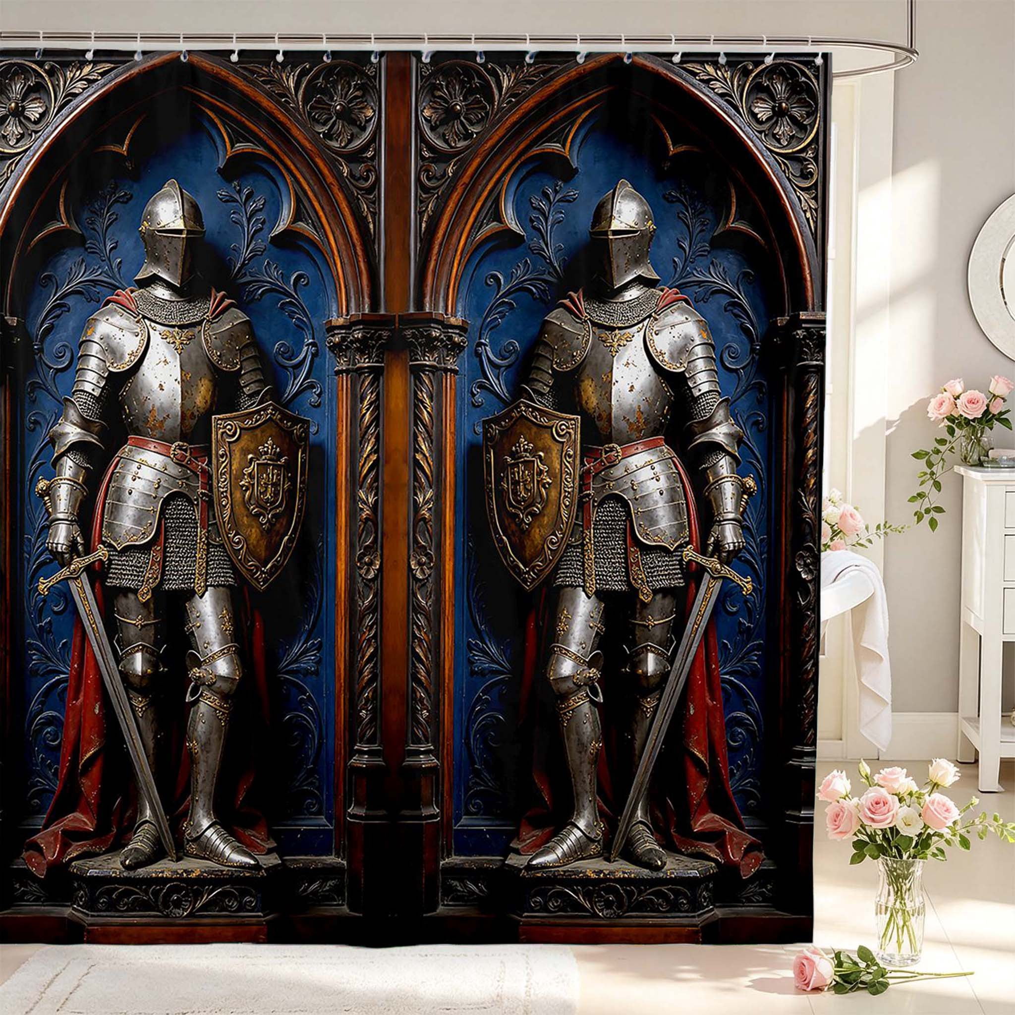 Erosebridal Gothic Medieval Armor Shower Curtain 72Wx72L,Vintage Castle ...