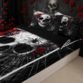 thumbnail image 1 of Erosebridal Gothic Rock Skull Zipper Twin Comforter Sets with Fitted Sheet and 2 Pillowcases for Boys Girls, Red Rose Spider Web Zipper Bedding Set, Black Reversible, 4-Piece, 1 of 7