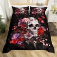 thumbnail image 1 of Erosebridal Gothic Skeleton Comforter Cover Twin,Sugar Skull Bedding Twin Size,Romantic Plant Floral Duvet Cover Twin For Men Women,Happy Halloween Room Decorative Reversible,2pcs（No Comforter）, 1 of 7