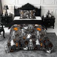 thumbnail image 1 of Erosebridal Gothic Skeleton Ghost Twin Comforter Sets 2pcs,Halloween Black Cats Bedding Set,Dark Grey,Reversible,1 Comforter and 1 Pillowcase, 1 of 6