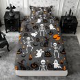 thumbnail image 1 of Erosebridal Gothic Skeleton Ghost Twin Fitted Sheet 2 Pieces,Halloween Black Cats Bedding,Dark Grey,1 Fitted Sheet and 1 Pillowcase, 1 of 4