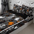 thumbnail image 1 of Erosebridal Gothic Skeleton Ghost Zipper Twin Comforter Sets with Fitted Sheet and 2 Pillowcases,Halloween Black Cats Zipper Bedding Set,Dark Grey,Reversible, 1 of 7