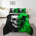 thumbnail image 1 of Erosebridal Gothic Skull Bedding Twin Comforter Set,Black Green Down Comforter,Happy Halloween Bedding Sets Twin with Comforter,Ultra Soft Abstract Bedroom Decorative,Reversible,2-Piece, 1 of 8