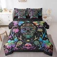 thumbnail image 1 of Erosebridal Gothic Skull Bedding Twin Size, Hippie Moth Floral Bed in a Bag Twin size, Halloween Room Decor, 7 Pieces, 1 of 5