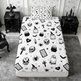 thumbnail image 1 of Erosebridal Gothic Skull Ghost Twin Fitted Sheet 2 Pieces,Halloween Theme Bedding,White Black Grey,1 Fitted Sheet and 1 Pillowcase, 1 of 4