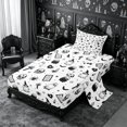 thumbnail image 1 of Erosebridal Gothic Skull Ghost Twin Sheets 3pcs,Halloween Theme Bedding,White Black Grey,1 Flat Sheet, 1 Fitted Sheet and 1 Pillowcase, 1 of 6
