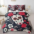 thumbnail image 1 of Erosebridal Gothic Skull Skeleton Bed in a Bag Twin Size, Bohemian Floral Flower Bed Set, Halloween Bedroom Decor, Super Cozy 7 Pieces, 1 of 5