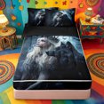 thumbnail image 1 of Erosebridal Gothic Witch Wolf Zipper Full Size Comforter Sets with Fitted Sheet and 2 Pillowcases,Jungle Animals Zipper Bedding Set For Boys,Black Reversible,4pcs, 1 of 7
