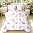 thumbnail image 1 of Erosebridal Graceful Bird Animals 7-Piece Twin Bedding,Transitional Flower Bedding Comforter Set,White Pink,Pink Reversible, 1 of 7