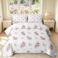 thumbnail image 1 of Erosebridal Graceful Bird Animals Bed Spread Queen,Transitional Flower Queen Coverlet Set,White Pink,3-Piece,1 Quilt and 2 Pillowcases, 1 of 7
