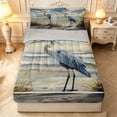 thumbnail image 1 of Erosebridal Graceful Heron Bird Art Zipper Queen Comforter Set with Fitted Sheet and 2 Pillowcases,Boho Animals Zipper Bedding Set,Blue Brown,Light Gray Reversible,4pcs, 1 of 8