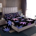 thumbnail image 1 of Erosebridal Gradient Cannabis Queen Sheet Sets, Black Purple Marijuana Bedding Queen Size, Microfiber 4 Pieces, 1 of 6