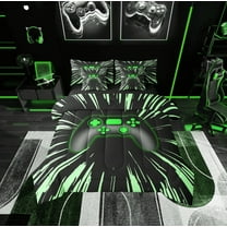 Erosebridal Gradient Gamepads Bedding Sets Twin Size,Video Game Comforter Sets with Sheets,Abstract Geometric Bed in a Bag Twin size,Breathable Gamer Room Decor,Reversible,7-Piece