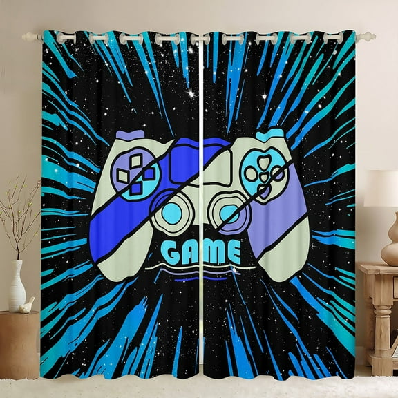 Erosebridal Gradient Gamepads Curtains and Drapes (38Wx54L),Video Game 30%-50% Blackout Curtains for Bedroom,Abstract Geometric Curtains Pack of 2 (38Wx54L),Gamer Room Decor