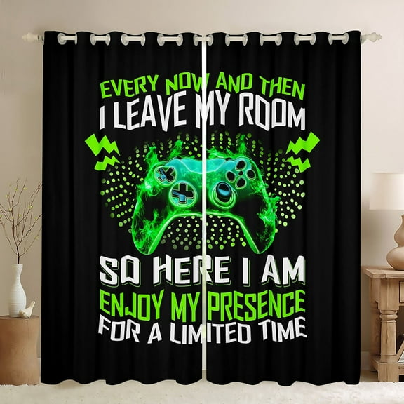 Erosebridal Gradient Gamepads Curtains Pack of 2 (42Wx63L),Video Game 30%-50% Black Out Curtains,Abstract Geometric Curtains for Living Room,Gamer Room Decor