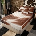 thumbnail image 1 of Erosebridal Gradient Two-Tone Cowhide Print Zipper Twin Comforter Sets with Fitted Sheet and 2 Pillowcases,Smooth Furry Texture Accent Zipper Bedding Set,Tan Brown,4-Piece,Black Reversible, 1 of 6