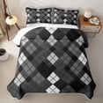 thumbnail image 1 of Erosebridal Gray Black Plaid Quilt Full,Patchwork Geometric Rhombus Full Bedspread Sets For Boys,3-Piece, 1 of 7