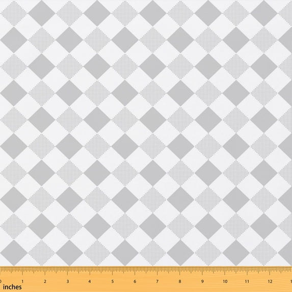 Erosebridal Gray Diamond Check Fabric by the Yard 1 Yard, Argyle Dot Grid Pattern Home Decor Fabric by the Yard