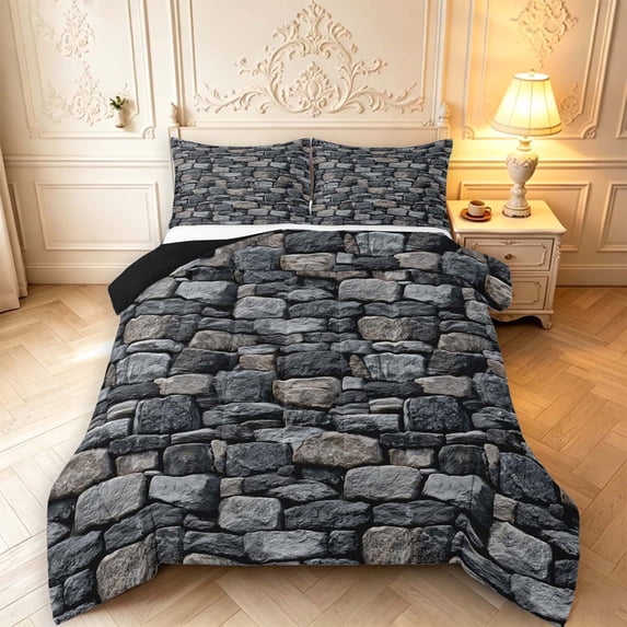 Erosebridal Gray Stone Pattern King Size Comforter Sets,Natural Rock ...