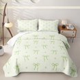 thumbnail image 1 of Erosebridal Green Bow Star Bed Spread Queen for Girls, Kawaii Bow-tie Queen Coverlet Set for Boys Girls Teens, 3-Piece, 1 of 7