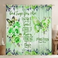 thumbnail image 1 of Erosebridal Green Butterfly Curtains for Living Room (52x84), Inspirational Quotes 30%-50% Blackout Curtains Set of 2, Rose Floral Decor, 1 of 5