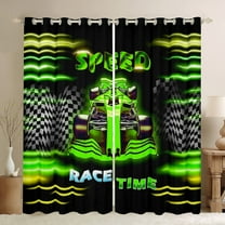 Erosebridal Green Car Curtains for Living Room,Extreme Sport Blackout Curtains Set of 2 (38x45),Geometric Buffalo Curtains and Drapes (38x45),Automobile Room Decor