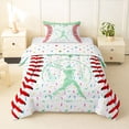 thumbnail image 1 of Erosebridal Green Dripping Baseball Stitch & Batter Silhouette Graphic Twin Comforter Sets 3-Piece, Sport Graphic Bedding Set for Boys And Girls Kids,Breathable Home Decor, 1 of 6