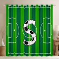 thumbnail image 1 of Erosebridal Green Football Court Print Letter S Black Out Curtains,Soccer Ball Games Curtains Pack of 2 (42x63 Each) For Kids Boys, 1 of 7