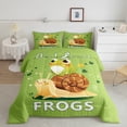 thumbnail image 1 of Erosebridal Green Frog Bedding Sets Queen with Comforter, Cute Snail Duvet Insert, Jungle Animal Decor, Lightweight 3-Piece, 1 of 7