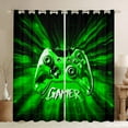 thumbnail image 1 of Erosebridal Green Gamer Curtains for Living Room,Geometric Buffalo Curtains and Drapes (52Wx84L),Video Game Curtains Pack of 2 (52Wx84L),Gamepads Bedroom Decorative, 1 of 6