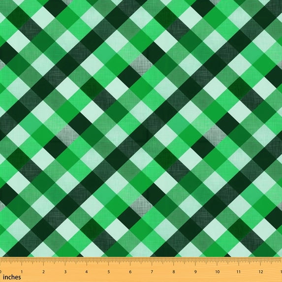 Erosebridal Green Gingham Fabric by the Yard 3 Yards, Fresh Plaid Check Room Decor Fabric by the Yard
