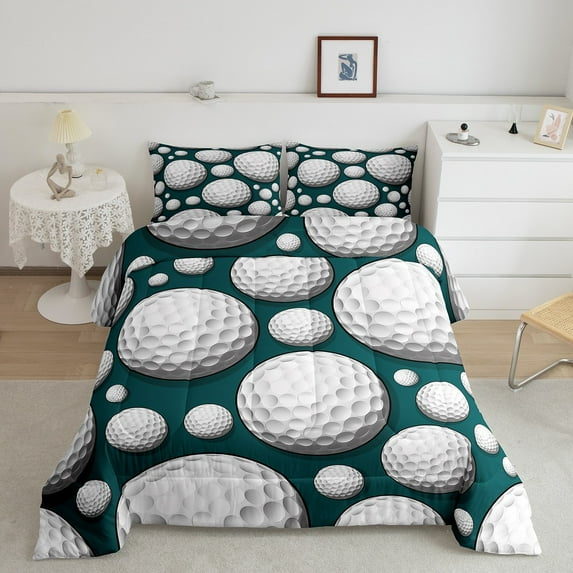 Erosebridal Green Golf Comforter Sets Twin Size, Modern Sports Down Comforter, Cartoon Game Duvet Insert, Microfiber Bedroom Decor, 2 Pieces