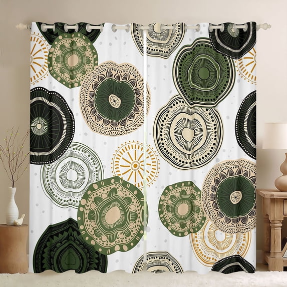 Erosebridal Green Mandala Black Out Curtains, Modern Minimalist Art Curtains Pack of 2 (42x63 Each)