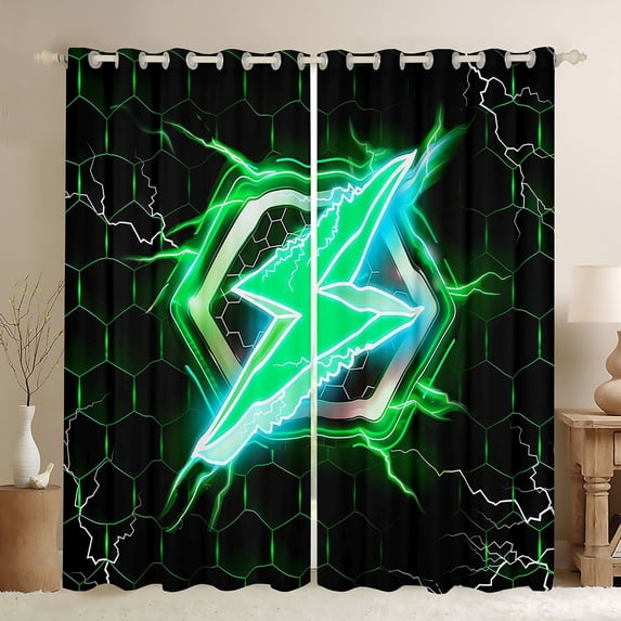 Pattern Beauty Merch Erosebridal Green Neon Lightning Curtains and Drapes Pack of 2 (52x63 ...