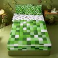 thumbnail image 1 of Erosebridal Green Pixel Grid Zipper Twin Comforter Sets with Fitted Sheet and 2 Pillowcases,Classic Geometric Pattern Zipper Bedding Set For Boys,Gamepad Reversible,4-Piece, 1 of 7