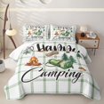 thumbnail image 1 of Erosebridal Green Plaid Camping Bed Spread Queen, Happy Camping Queen Coverlet Set for Men and Women, 3pcs, 1 of 7