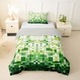 thumbnail image 1 of Erosebridal Green Square Twin Bedding for Boys, Pixelate Miner Duvet Cover Set, 2-Piece, No Comforter, 1 of 5