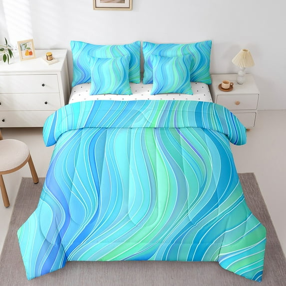 Erosebridal Green Watercolor Bedding Sets Twin Size For Teens,Tie Dye Comforter Sets With Sheets,Gradient Decoration,Breathable,7Pcs