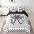 thumbnail image 1 of Erosebridal Grey Bow Bedding King Size for Teens, Dreamy Princess Bed in a Bag King size, Geometry Decor, Reversible, 1 of 5