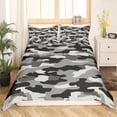 thumbnail image 1 of Erosebridal Grey Camouflage Duvet Cover King, Militarily Camo Bedding Sets King Size, Cartoon Army Decor, 3pcs, 1 of 6