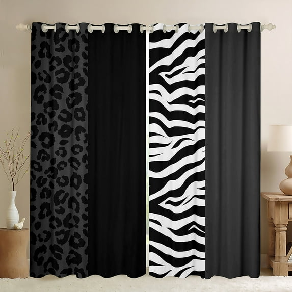 Erosebridal Grey Cheetah Print Curtains and Drapes (52x63), Rustic Animals 30%-50% Blackout Curtains for Bedroom, Zebra Room Decor