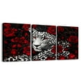 thumbnail image 1 of Erosebridal Grey Cheetah Print Paintings Wall Decor Bedroom, Red Rose Floral Flower Wall Hanging Decor Kitchen, 1 of 5