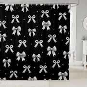 Erosebridal Grey Cool Bow Bathroom Curtain 72x72, Cartoon Ribbon Bathroom Decor, Princess Bath Curtain, Waterproof RoomDecor