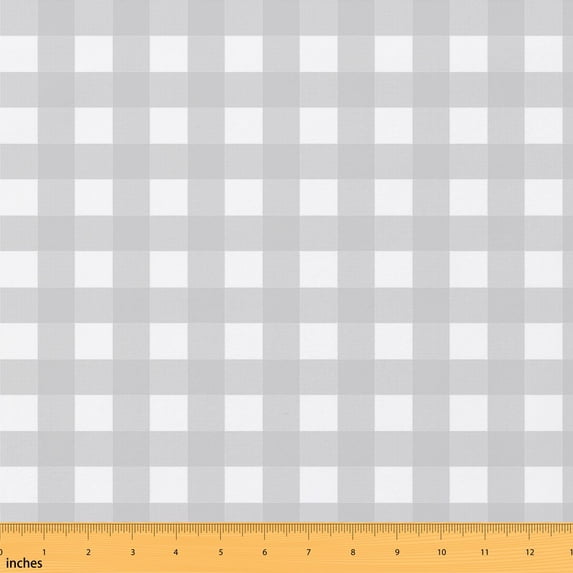Erosebridal Grey Gingham Fabric by the Yard 1 Yard, Check Grid Pattern Home Decor Fabric by the Yard
