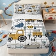 thumbnail image 1 of Erosebridal Grid Construction Zipper Twin Comforter Sets with Fitted Sheet and 2 Pillowcases,Road Cone Tree Zipper Bedding Set For Boys,Reversible,4pcs, 1 of 7