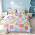 thumbnail image 1 of Erosebridal Groovy Daisy Quilt Full, Rainbow Flower Full Bedspread Sets, Polka Dots Reversible, Light Blue Floral, 3pcs (1 Coverlet and 2 Pillowcases), 1 of 7