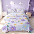 thumbnail image 1 of Erosebridal Groovy Floral Twin Quilt Set, Cute Flower Twin Coverlet Set, Pink Reversible, Pale Blue, 2-Piece (1 Bedspread and 1 Pillowcase), 1 of 7