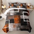 thumbnail image 1 of Erosebridal Grunge Square Twin Quilt Set for Women Men, Abstract Block Print Twin Coverlet Set, Orange, 2 Pieces, 1 of 7