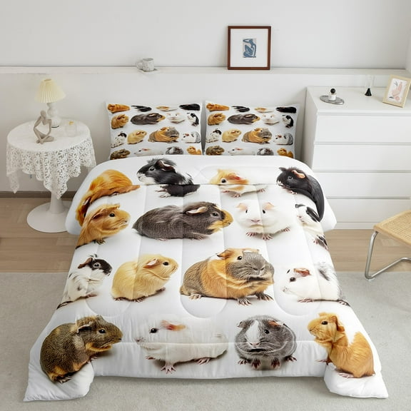Erosebridal Guinea Pig Comforter Sets King Size, Kawaii Animal Comforters & Duvets, Hamster Duvet Insert, Ultra Soft Bedroom Decorative, 3 Pieces